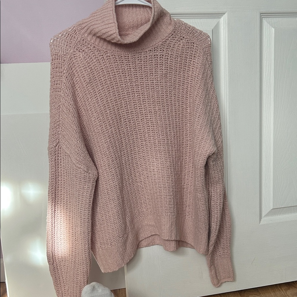American Eagle Cozy Pink Turtleneck Sweater